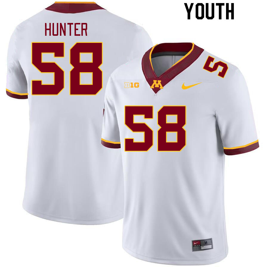 Youth #58 Jackson Hunter Minnesota Golden Gophers College Football Jerseys Stitched-White